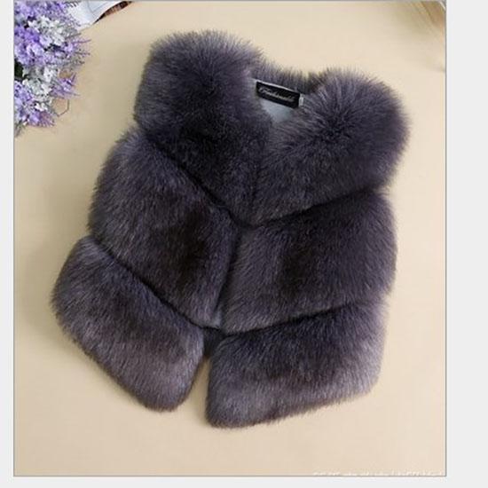 

Осень-зима толстый теплый искусственный меховой жилет из лисьего меха для женщин, высокое качество, модный короткий меховой жилет с V-образным вырезом, женский меховой жилет XS темно серый