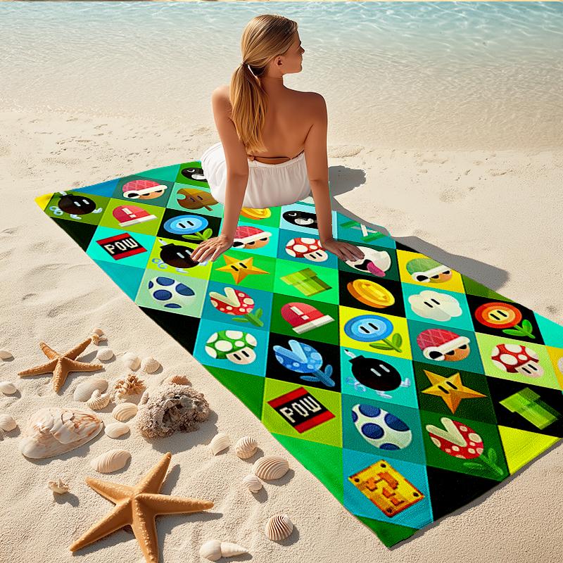 1Pc Mario Bros Characters Beach Towel Quick Dry Multiuse For Beach Pool Gym Yoga Home Travel Christmas Halloween Xmas Gift N1462