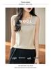 2025 Spring Worsted Wool Round Neck Sleeveless Knitted Vest - Solid Color Pullover Top