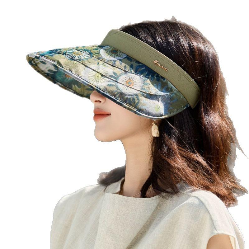 Temperamento Diseño Sentido Horquilla Ala Grande Sombrero de Sol de Copa Vacía Viaje al Aire Libre Anti-UV Cara Pequeño Sombrero de Sol