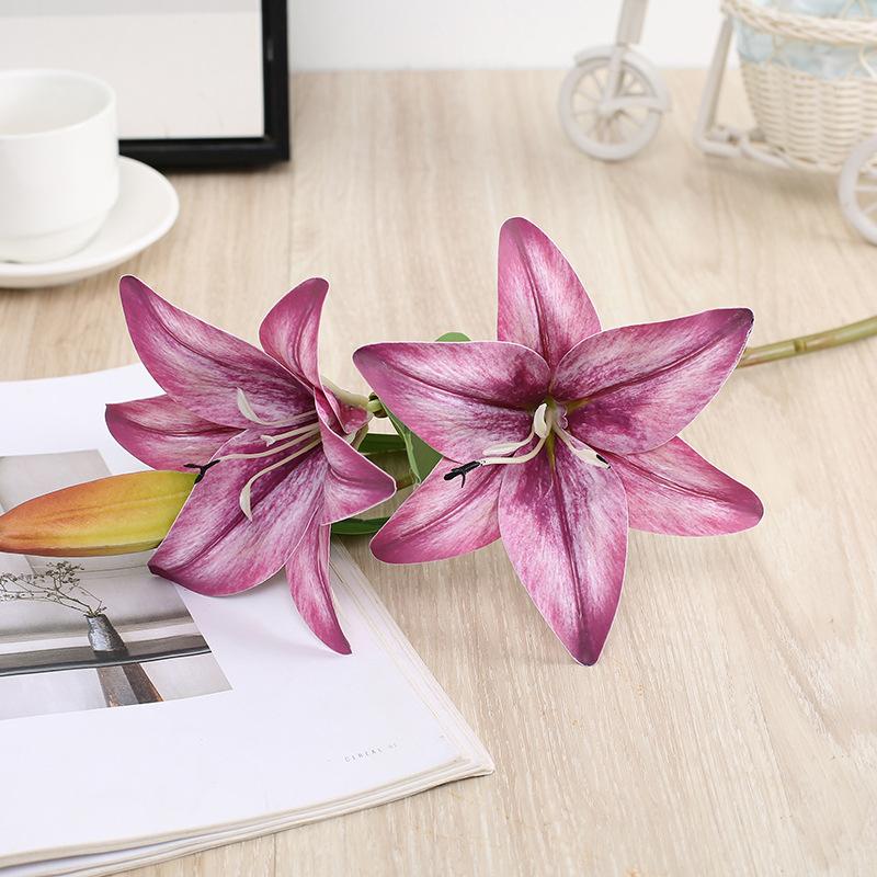 10 Heads Artificial Lily Flowers European Multi Color Bridal Fake Flower Bouquet Wedding Home Party Decoration Flowers