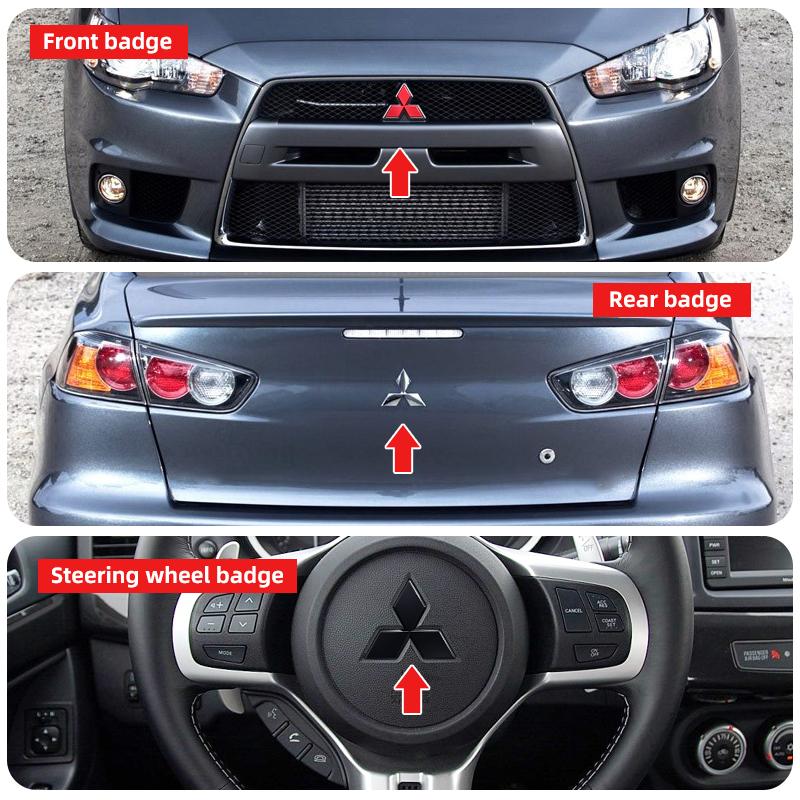 3D ABS Auto Frontgrill Kofferraum Emblem Aufkleber für Mitsubishi Ralliart Lancer ASX Colt Pajero Outlander Eclipse Delica EVO Grandis