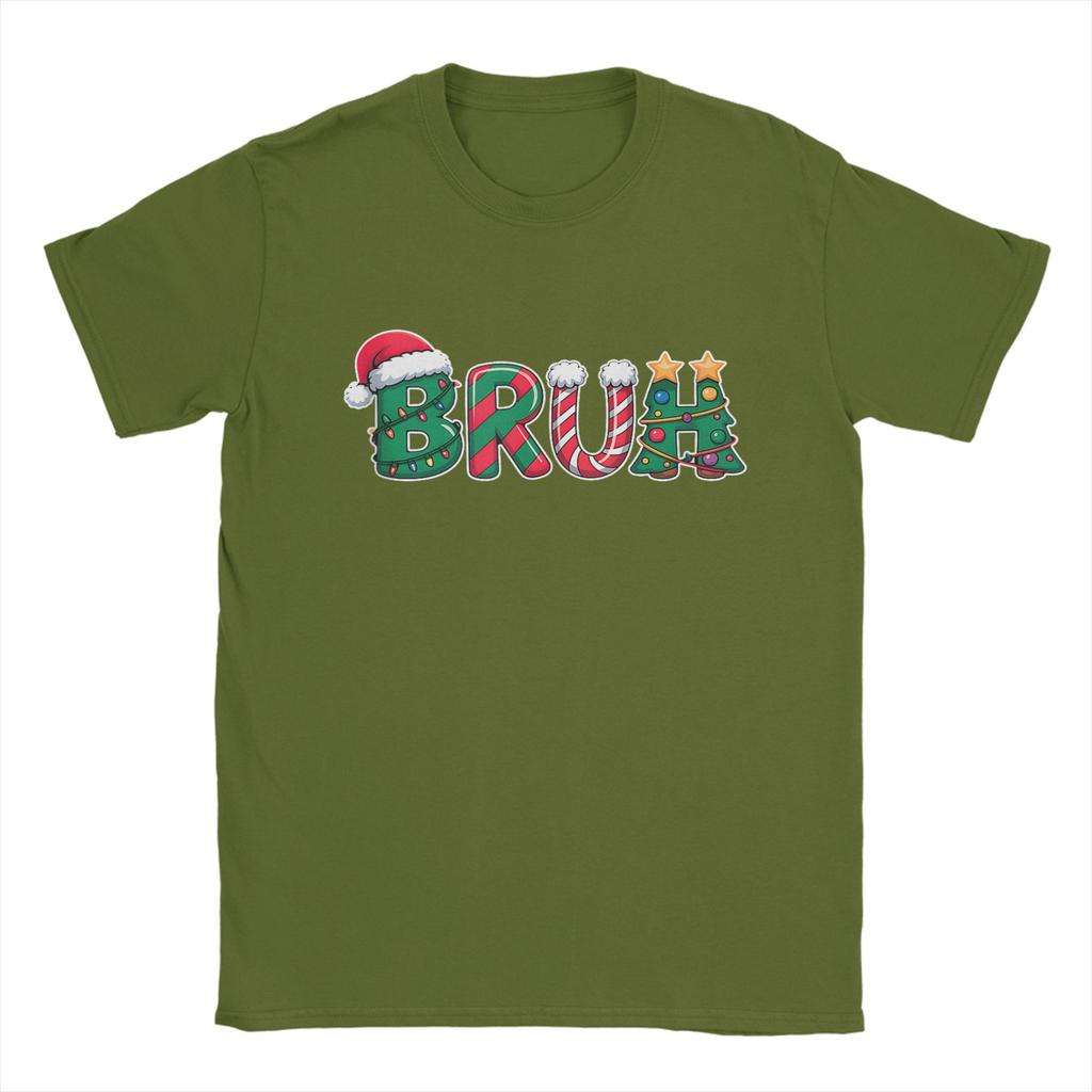Bruh Funny Christmas Meme T-Shirt Men  Fashion Cotton Tees Round Collar Short Sleeve T Shirt Adult Clothing