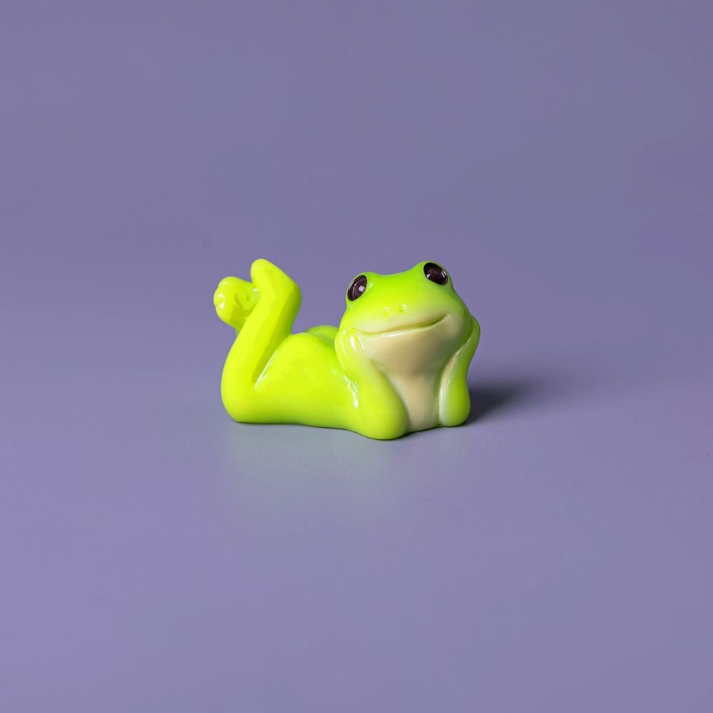 6pcs Cartoon Style Mini Frog Ornament Desktop Sized Desktop Frog Accessory Micro Landscape