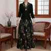 Elegant Chinese Style Long Sleeve Two-Piece Skirt Dress - Slimming & Age-Reducing