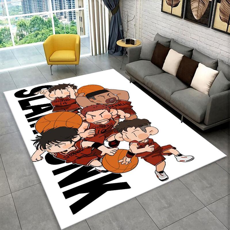 Retro Slam Dunk Basketball Anime Cartoon Carpet Rug for Bedroom Living Room Sofa Playroom Doormat Home Decor,Area Rug Non-slip