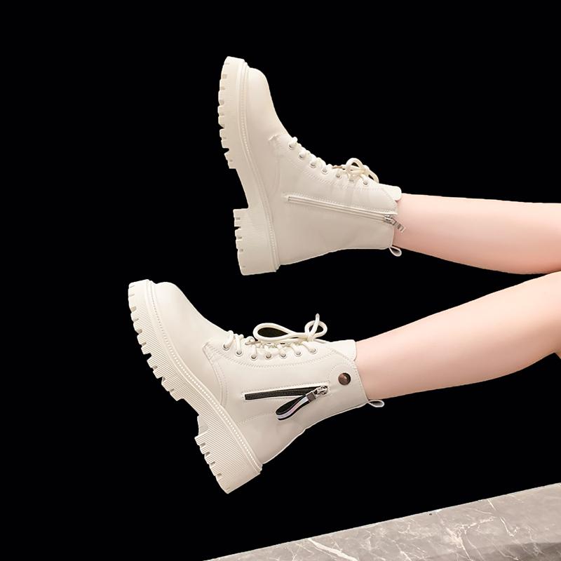 Fashion Hot Selling High-quality New Round Toe Fashionable Side Zipper Shoes Elegant Warm Casual Lace-up Non-slip Women's Boots