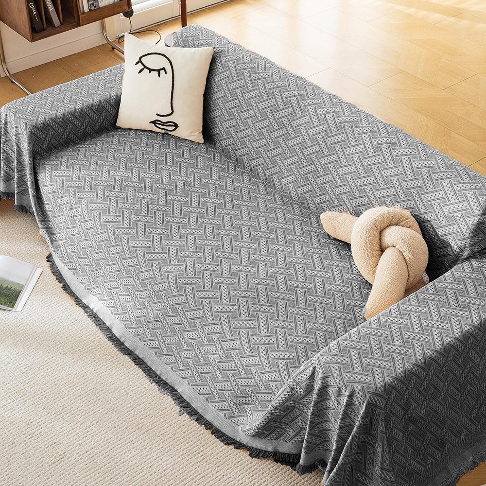 Cotton Gauze Sofa Cover Full Coverage Simple One Piece Blanket Universal All Season Couch Slipcover