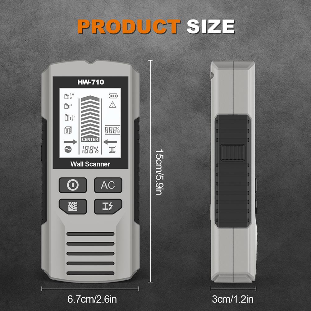6-in-1 Stud Finder Wall Scanner Green Backlight Electronic Stud Detector for 1-1/2 Inch Drywall Stud Center Detecting