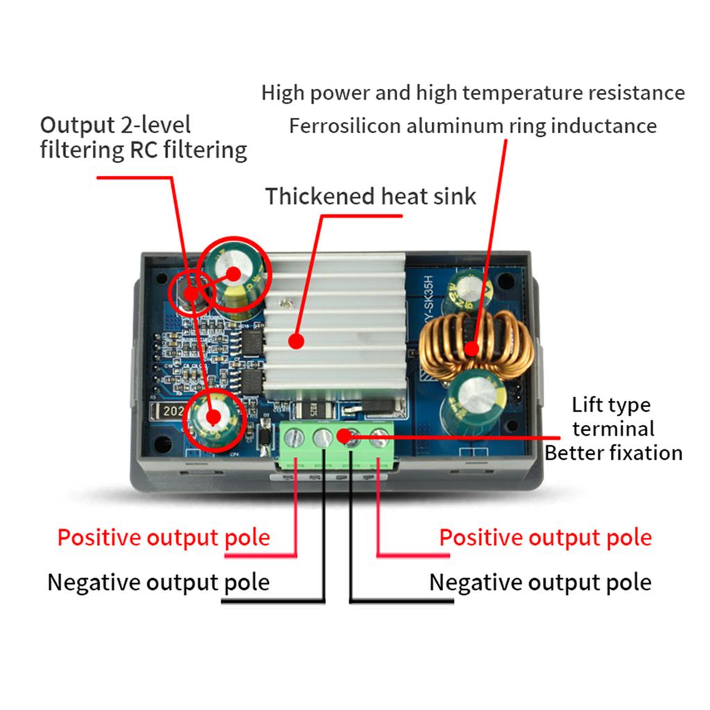 Konstant spenning Strøm Justerbar regulert strømforsyningsmodul SK35H DC-DC Buck Boost Converter 0,6-30V Utgang 4A 35W