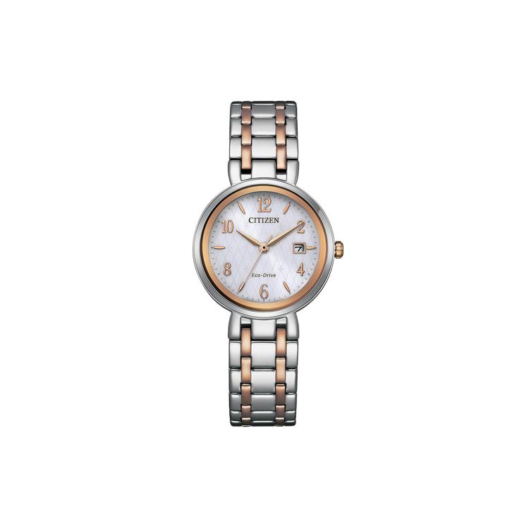 CITIZEN Eco Drive 50m Water Resistant Light Powered Quartz Movement Stainless Steel Strap Watch EW2696-84A White Dial