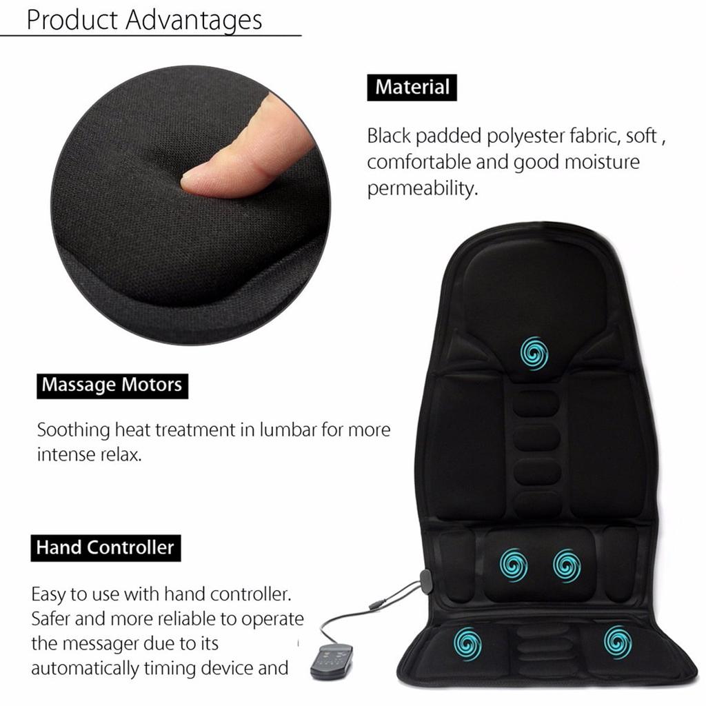 "Vibration Back Massage Mat with Heat, Back Massage Cushion Seat Massager for Chair with 5 Vibrating Modes for Home Office Use"
