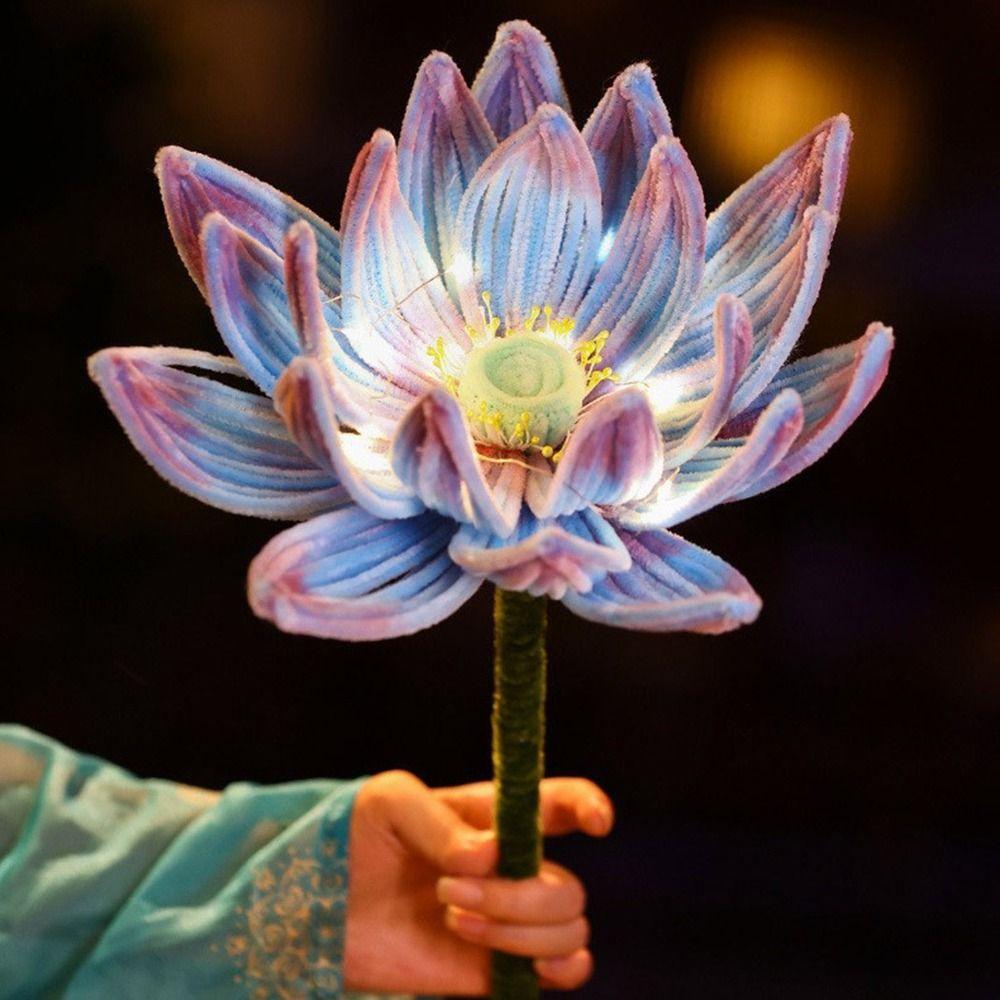 

Фонарь ручной работы из скрученных палочек в виде цветка лотоса, фонари к Празднику середины осени, товары для вечеринок Blue-Style A