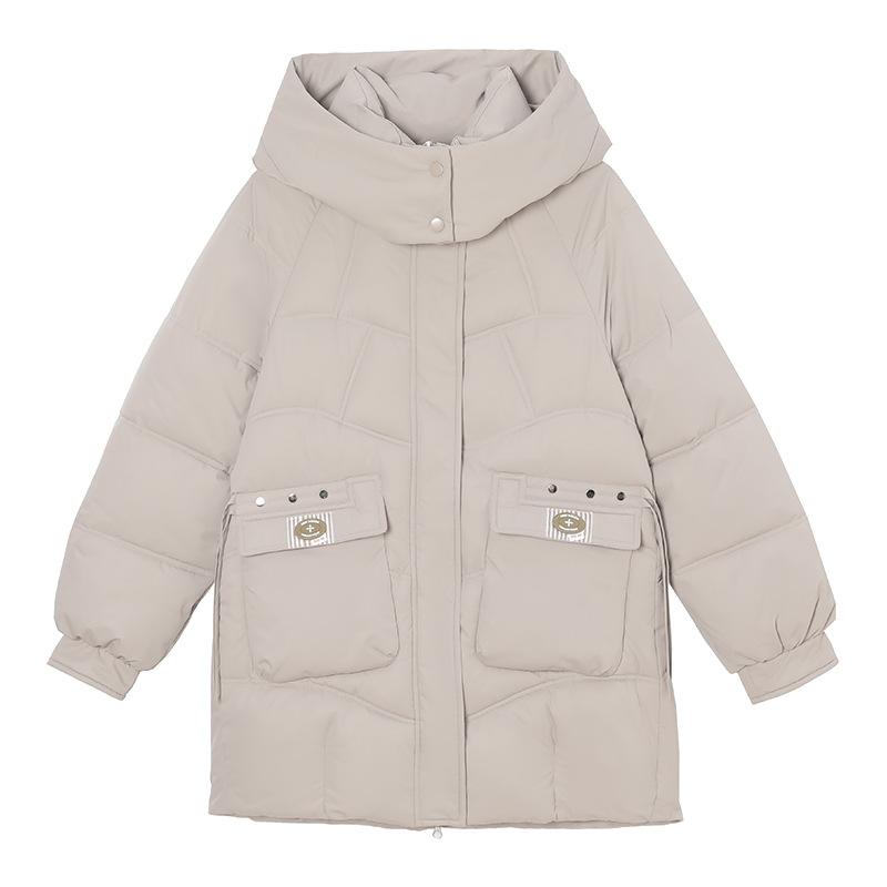 Loose Mid-length Down Padded Jacket Thickened Women's Casual Fashion Windproof Bread Jacket Versatile Hooded Cotton Jacket