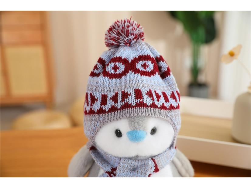 Japanese Penguin Plush Toy with Cute Christmas Scarf and Hat