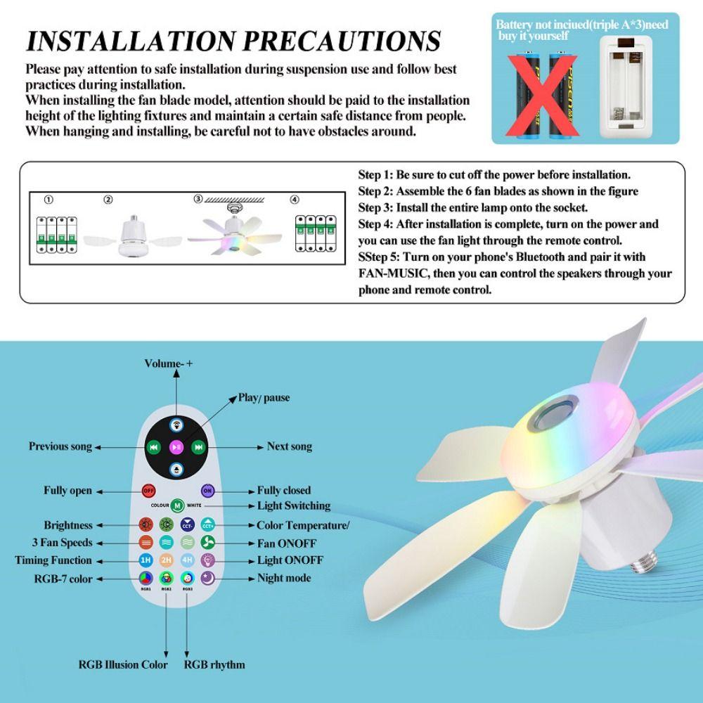 2-in-1 RGB Ceiling Light Remote Control Timing Function Hanging Fan with LED Lighting Speed Adjustable