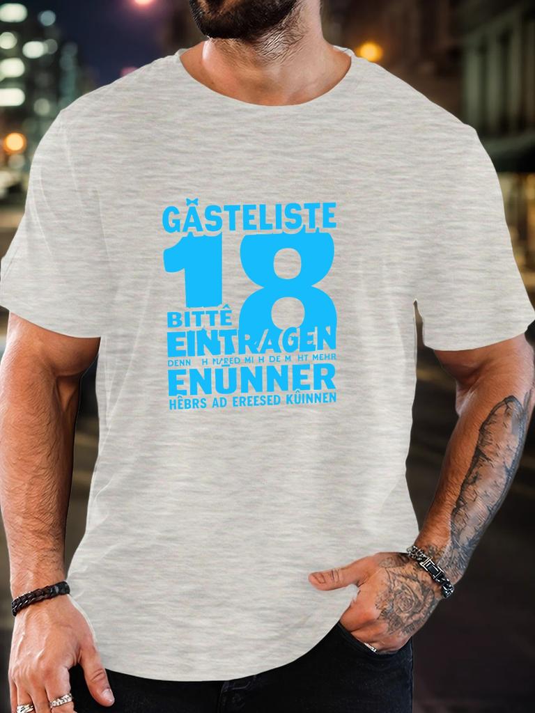 Mens GÄSTELISTE 18 Pattern Cotton Printed TShirt Summer Casual Oversized Round Neck Short Sleeve Comfortable Daily Wear Tee