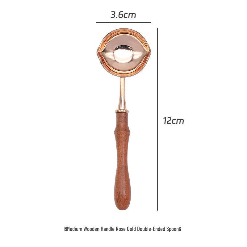 Double-Headed Wax Seal Spoon with Gold & Rose Gold Handles – Wax Melting Accessory for Sealing Stamp.