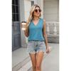 New Summer Solid Color V-neck Loose Sleeveless Casual T-shirt Comfortable and Versatile Vest Top