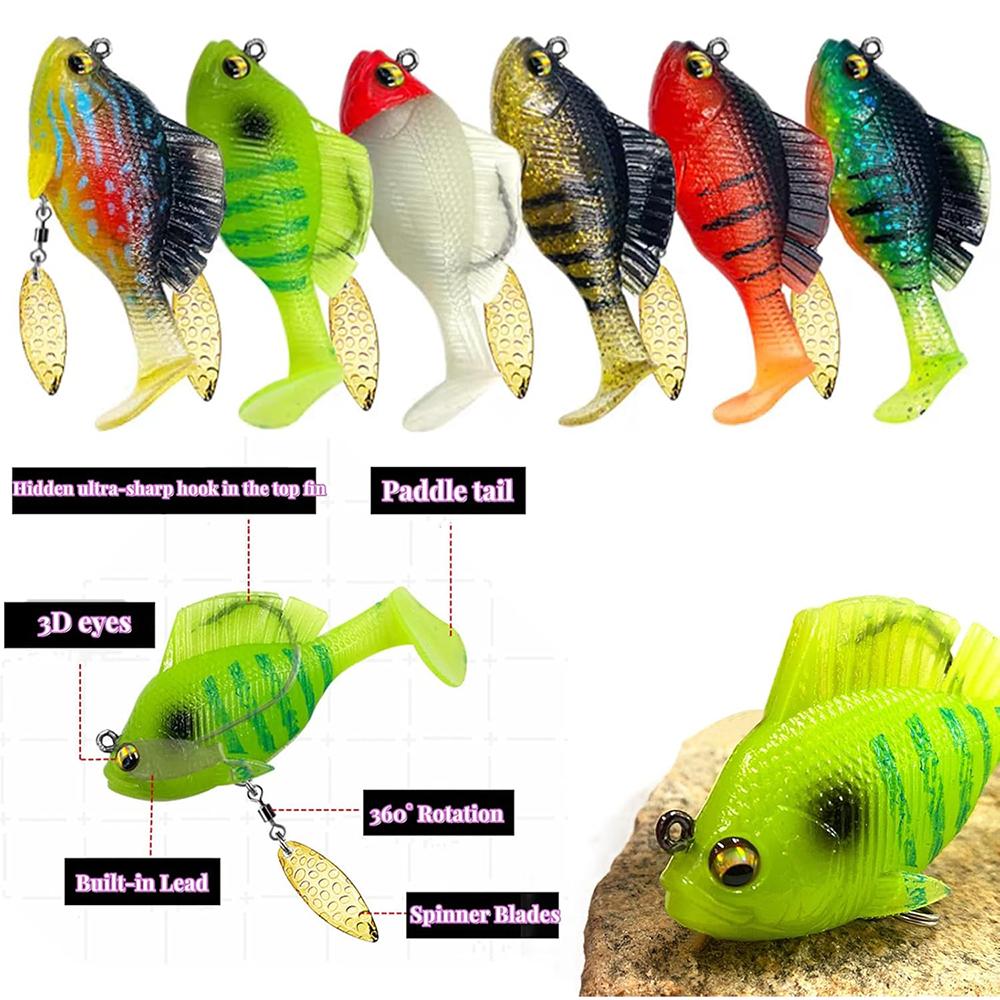 Angeln Weichköder Bleibeschwert Weitwurf Bissfest Haken Wirbelblatt T-Schwanz mit 3D Farbigen Fischauge Blutrillenhaken