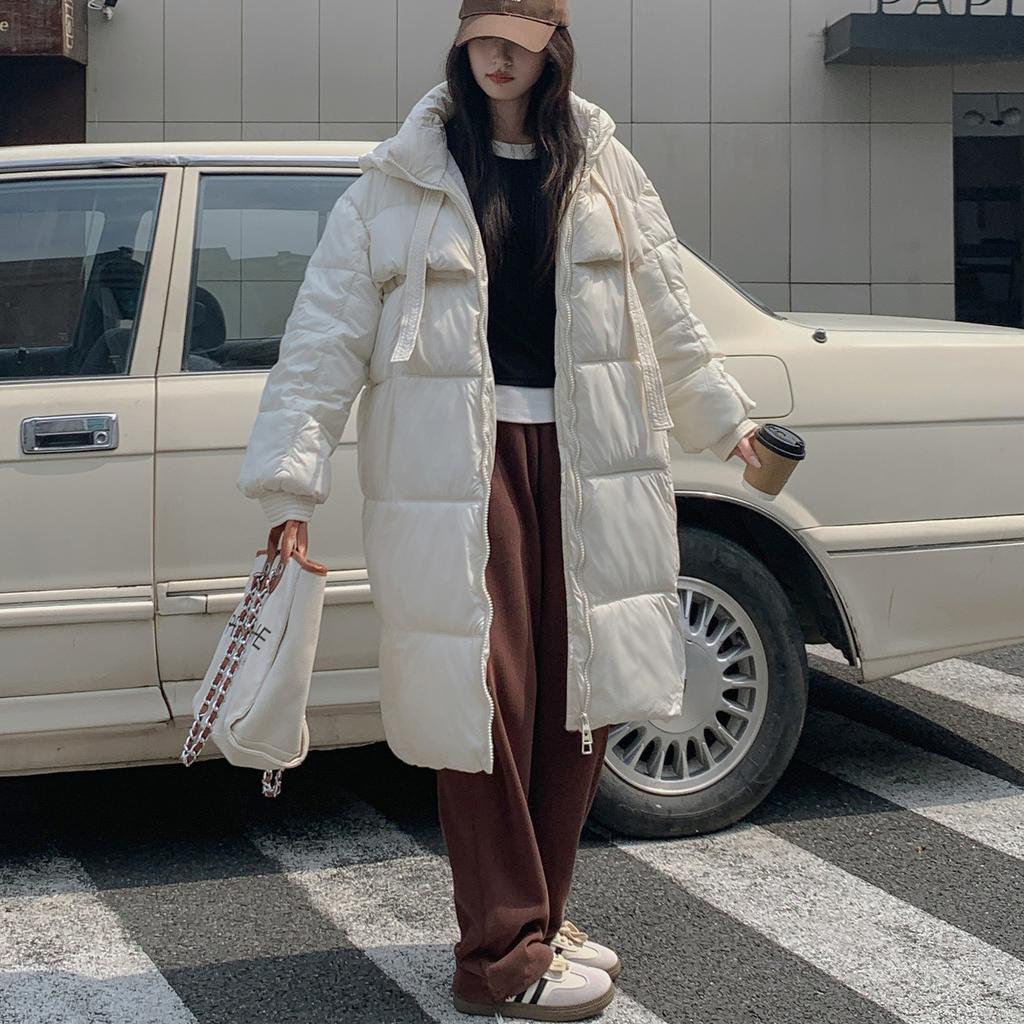 Thickened down cotton jacket women's long knee-length Korean version loose cotton jacket bread jacket winter new padded jacket jacket