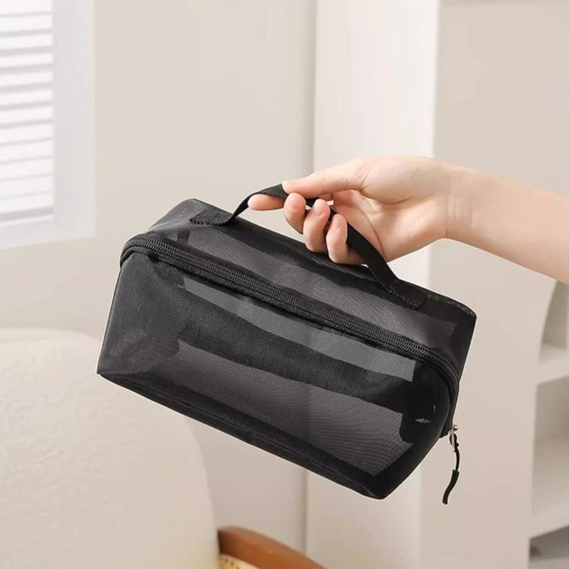 Transparente Kosmetiktasche aus Netzstoff, klein und groß, schwarz, Make-up-Tasche, tragbarer Reise-Kulturbeutel, Aufbewahrungstasche für Lippenstifte