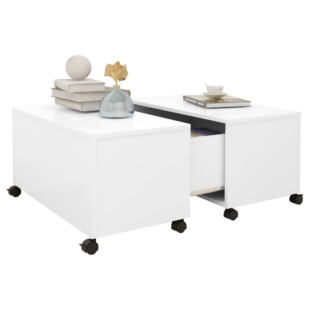 Vidaxl Coffee Table, White, 75X75X38 Cm, Wood-Based Material