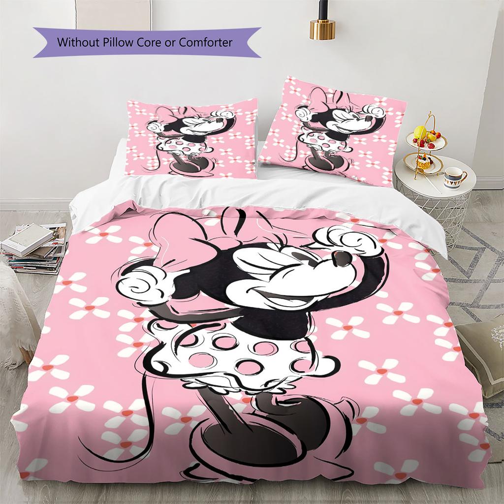 Retro Ink-wash Style Minnie Mouse Themed Print Bedding Set Warm and Comfortable The Perfect Choice for Decorating Child Bedroom