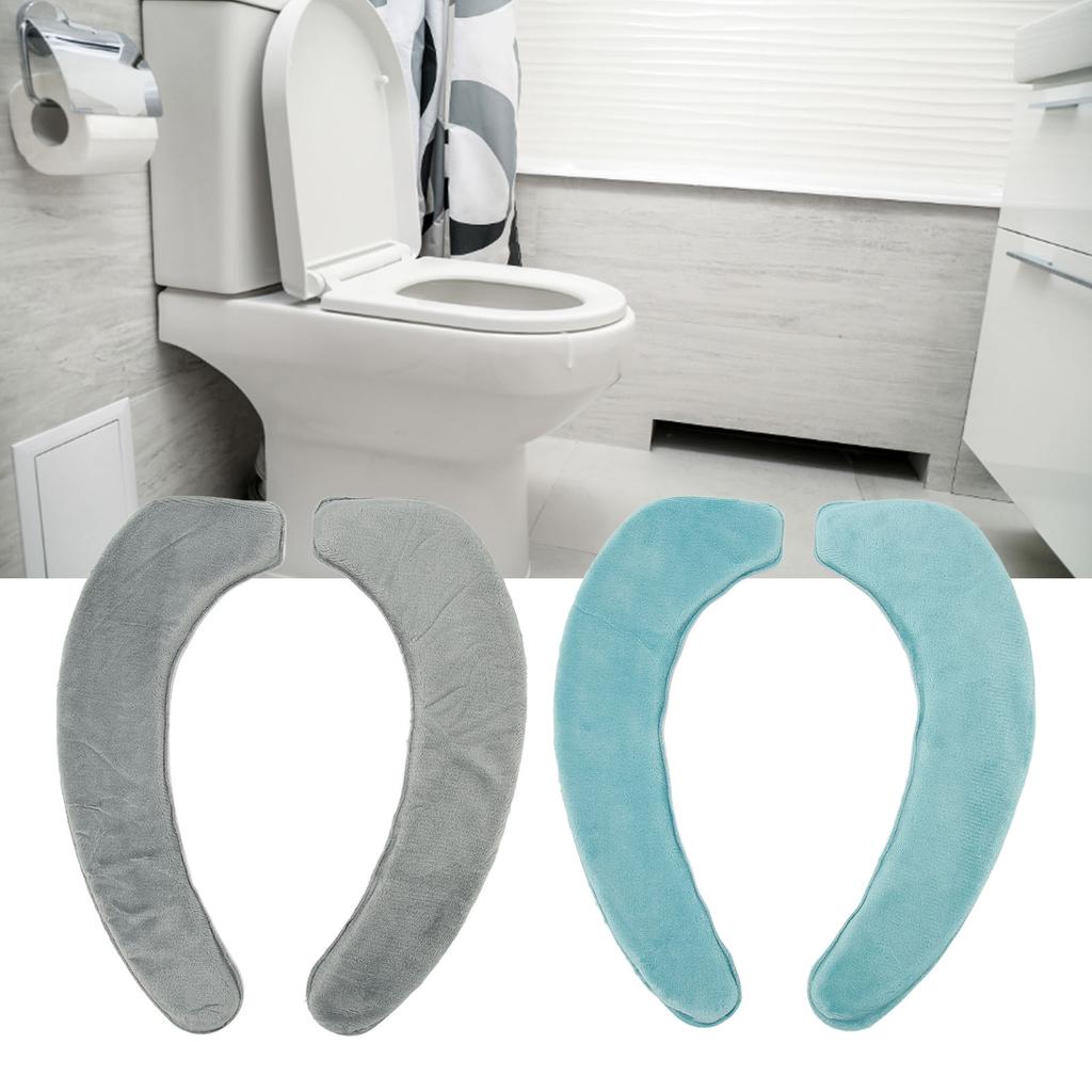 2 Stück Toilettenwärmerbezug Weich Bequem Warm Waschbar Selbstklebend Flanell Toilettensitzbezug Cu