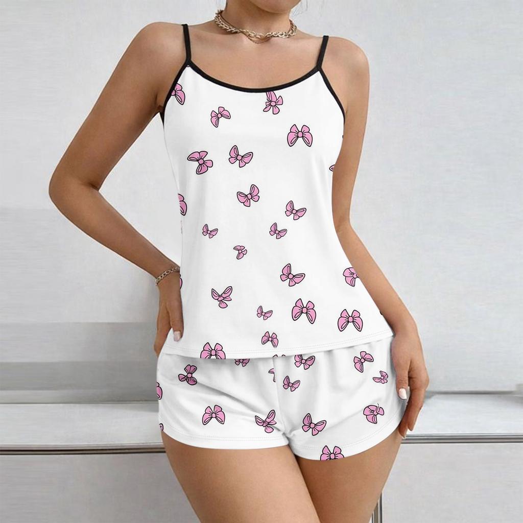 Women Soft 2 Piece Pajamas Set Sleeveless Shorts Set Loungewear Sets Pyjamas Nightwear