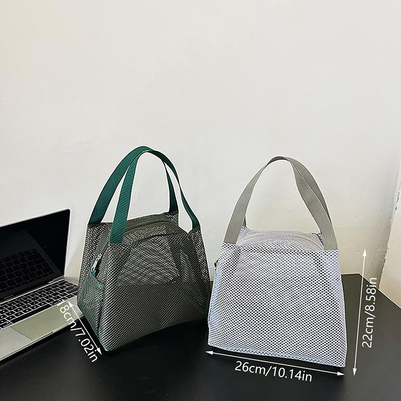 Geantă Mare din Plasă cu Mâner Geantă de Toaletă și Machiaj de Călătorie Geantă Portabilă de Plajă Pungă cu Fermoar pentru Cosmetice