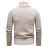 Winter Men Stand Collar Sweater Men Patchwork Knitwear Jumpers Slim Fit Brown Knitted Sweater Male Fleece Warm Pullover