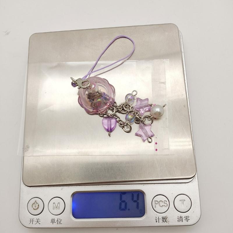 Cute Bead Pendant Phone Chain Y2K Style Fashion Purple Fringe Heart Star Bead Phone Lanyard for Girls Women Backpack