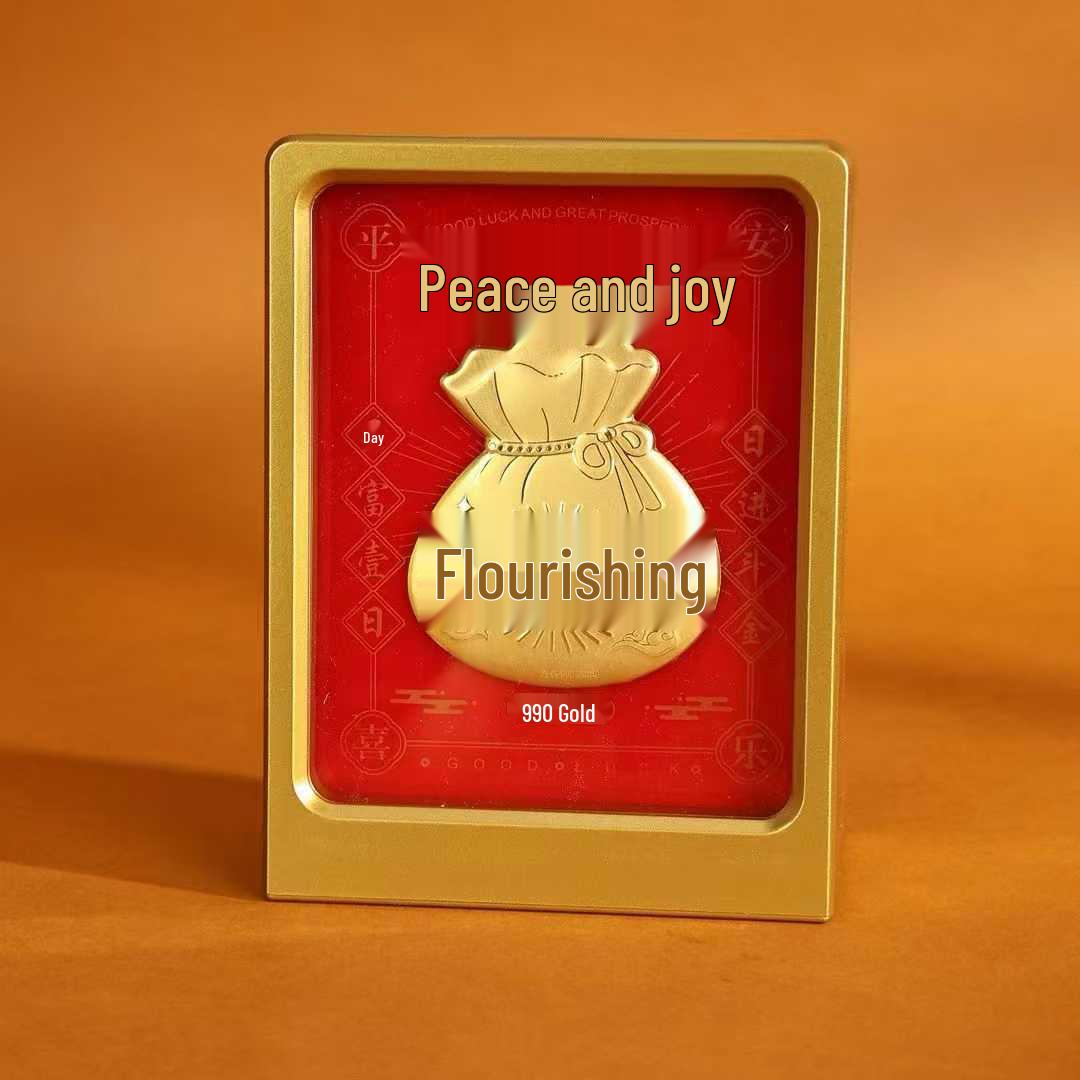 Gold Get Rich Immediately 999 Pure Gold Photo Frame Souvenir - Perfect Sales Event Gift for Customers