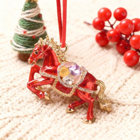 Pferd Weihnachtsschmuck Strass Baumdeko Glückliches Tierkreiszeichen Thema Festliche Feiertagsdekoration