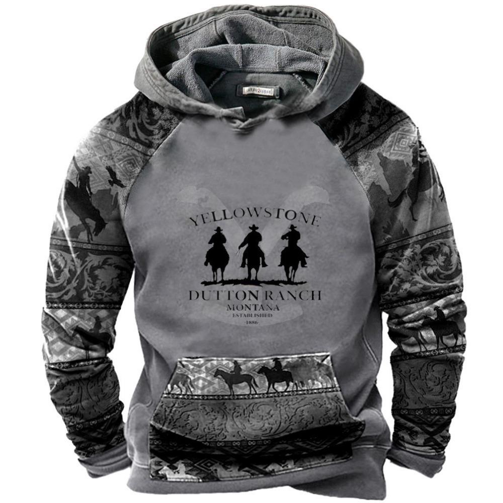 Cross border new casual trend hoodie hoodie retro 3D printed men's sportswear European and American streetwear