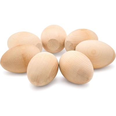 10 stuks gladde staande houten eieren, nep-eieren om te beschilderen voor knutselen, 4x6cm houten paaseieren decoratie, houten kippeneieren om te beschilderen en verven