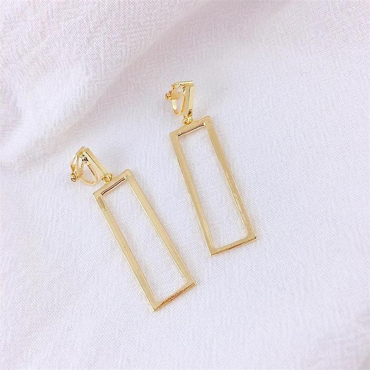 Earclips Geometrically Stylish Earrings with Hollow Oblong Earclips Without Piercing