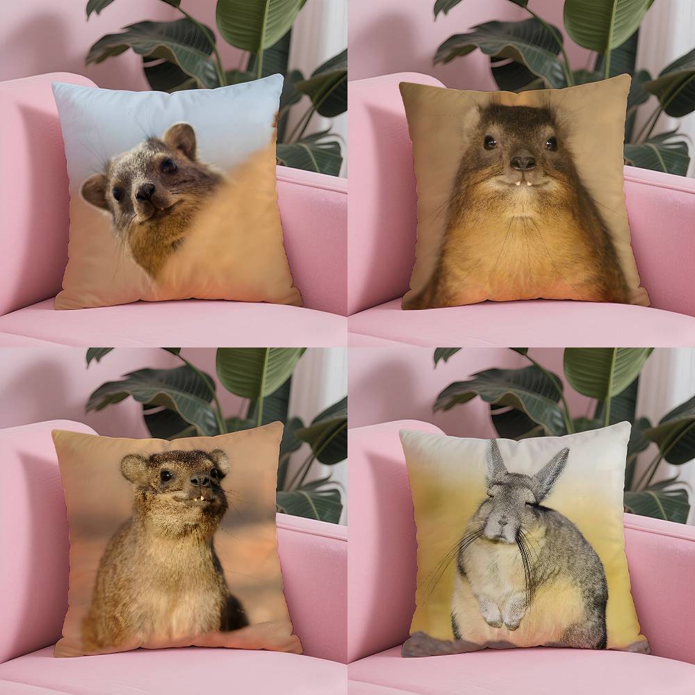 Kwaii Anime Rock Hyrax Animal Pillow Case Custom Printed Brushed Fleece Pillow, Baby Skin-Touch, Eco-Friendly Dye-Sublimation Cu