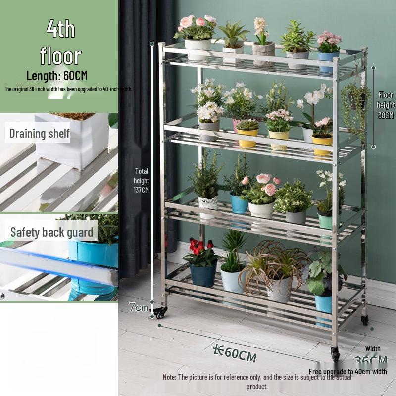 Stainless Steel Multi-Layer Balcony Flower Stand