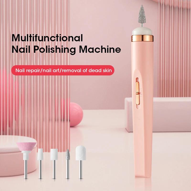 Electric Nail Art Set Multi Functional 5 In 1 Grinding Machine Drill File Beauty Care Polishing Maintenance USB Powered Tool