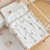 GPPNKC Baby Embroidered Minky Dot Crepe Blanket
