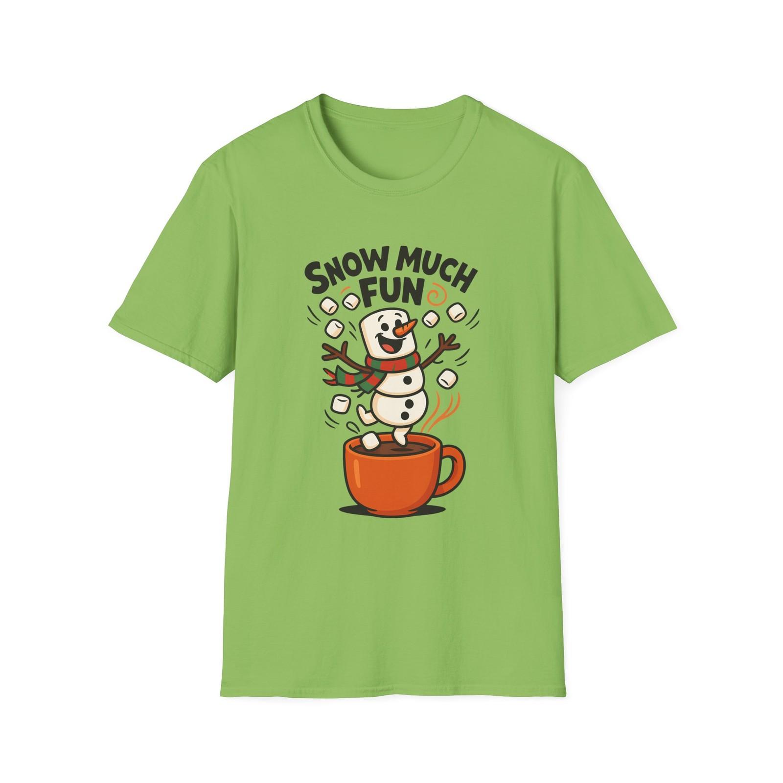 Unisex Softstyle T-Shirt Mens Womens Tees Top Marshmallow Snowman Cocoa Mug Funny Holiday Christmas 4XL