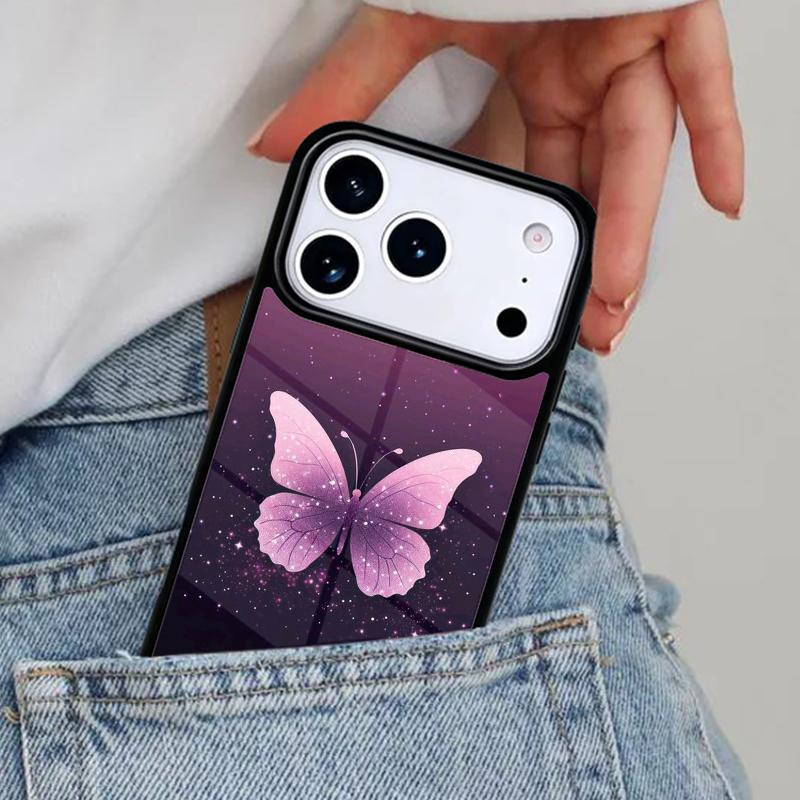 Glowing Butterfly Phone Case for iPhone 16e 15 14 13 12 17 Pro Max Plus Air 17pro Cover Coque