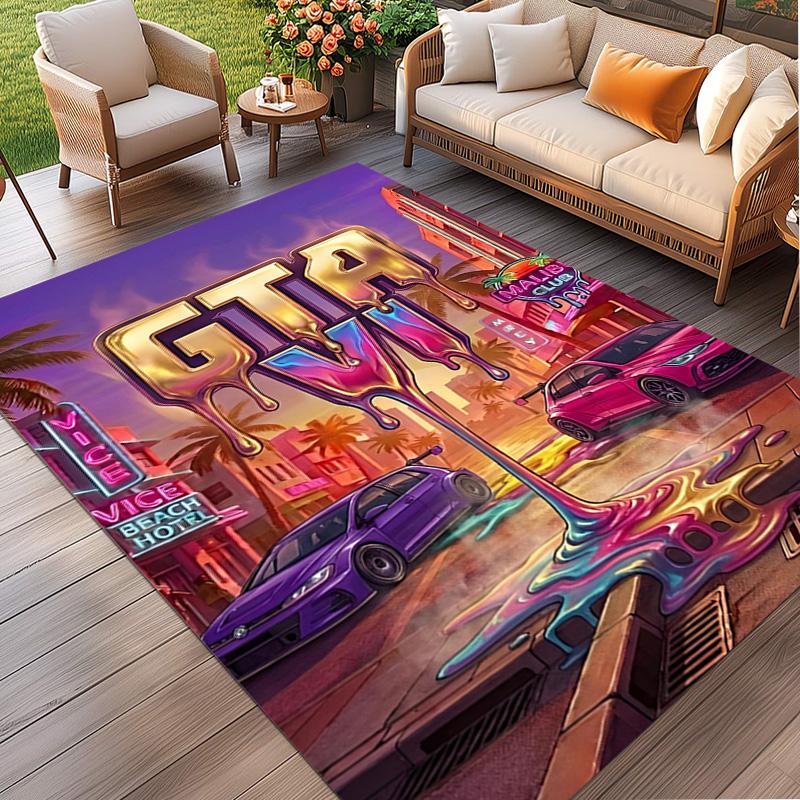 Grand Theft Auto VI Print Rug, Washable Floor Carpet, For Entryway Dorm Laundry Room Office Study, Home Decor Birthday Christmas Gift