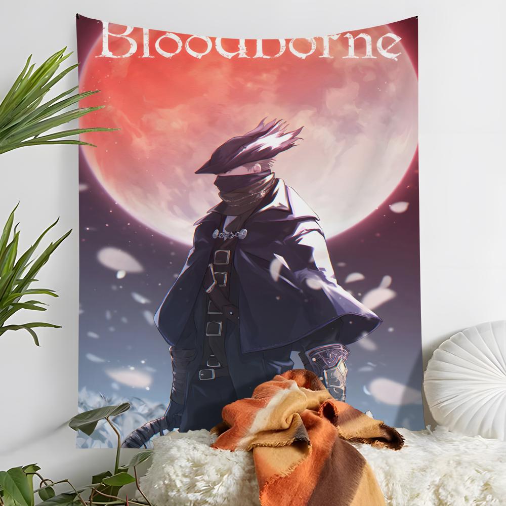 Game BBloodborne Tapestry Decoration Art Microfiber Background For Bedroom Living Bar Garden Outdoor Festival