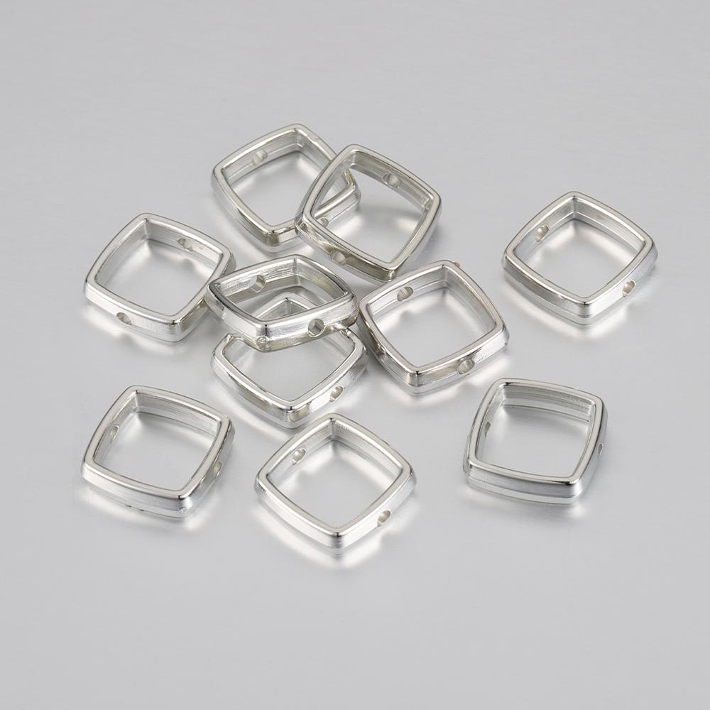 50pcs Two Hole CCB Square Love Heart Frame Spacer Beads DIY Necklace Bracelet Earrings Connectors Pendants Jewelry Accessories