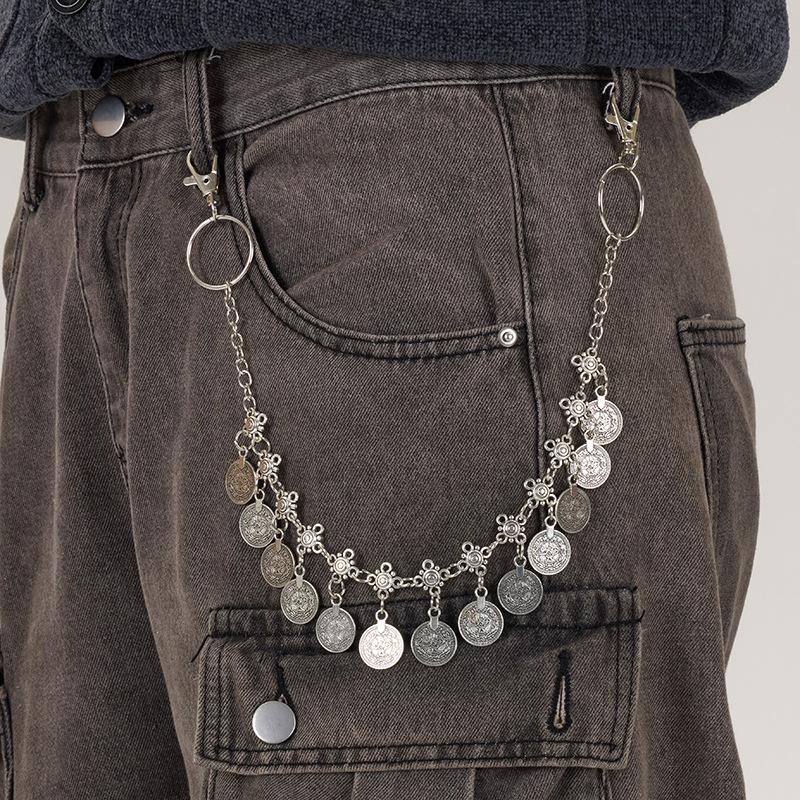 Personalized Punk Pendant Pants Chain For Women Men Fashion Metal Geometric Hollow Jeans Chain Body Jewelry Accessories