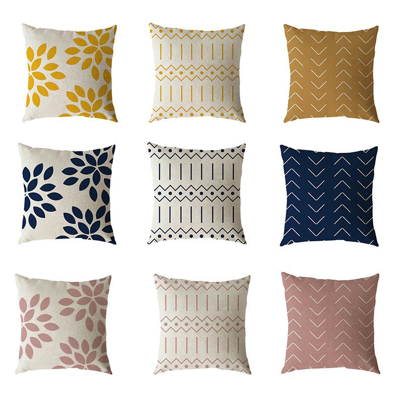 Simple Geometric Linen Pillow Case Digital Printing Modern Duvet Cover Sofa Car Pillow