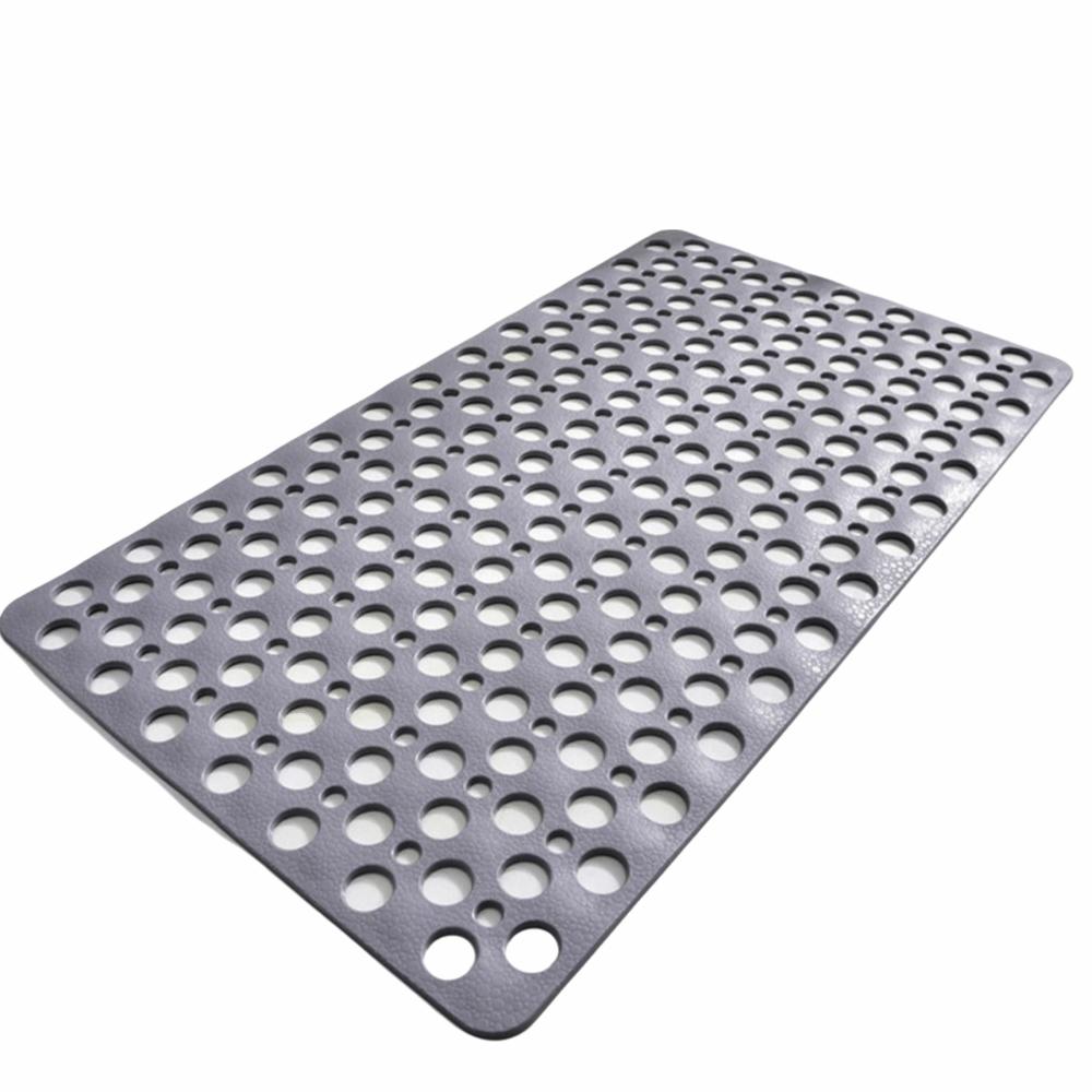Eco Friendly Suction Cup Bath Mat TPE Round Hole Bath Mat Foot Mat Bath Rug Shower Room 70x38cm серый